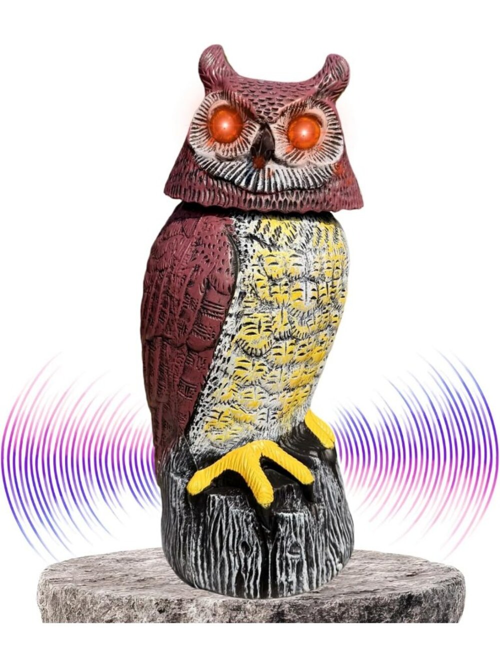 Realistic Solar Owl Garden Statue with Motion Detector, Flashing Eyes & Hooting